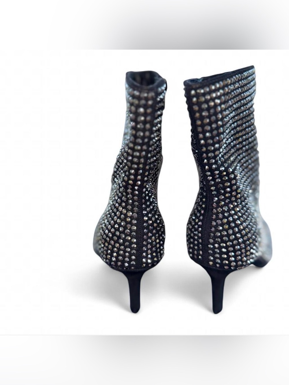 Scoop Womens Rhinestone Booties Size 7 M NWT Black Sparkly Glitter Heeled Ankle - Picture 9 of 10